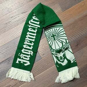 NEW Jägermeister JAGER Spell-Out Knit Winter Scarf Green White Stag Snow 62"